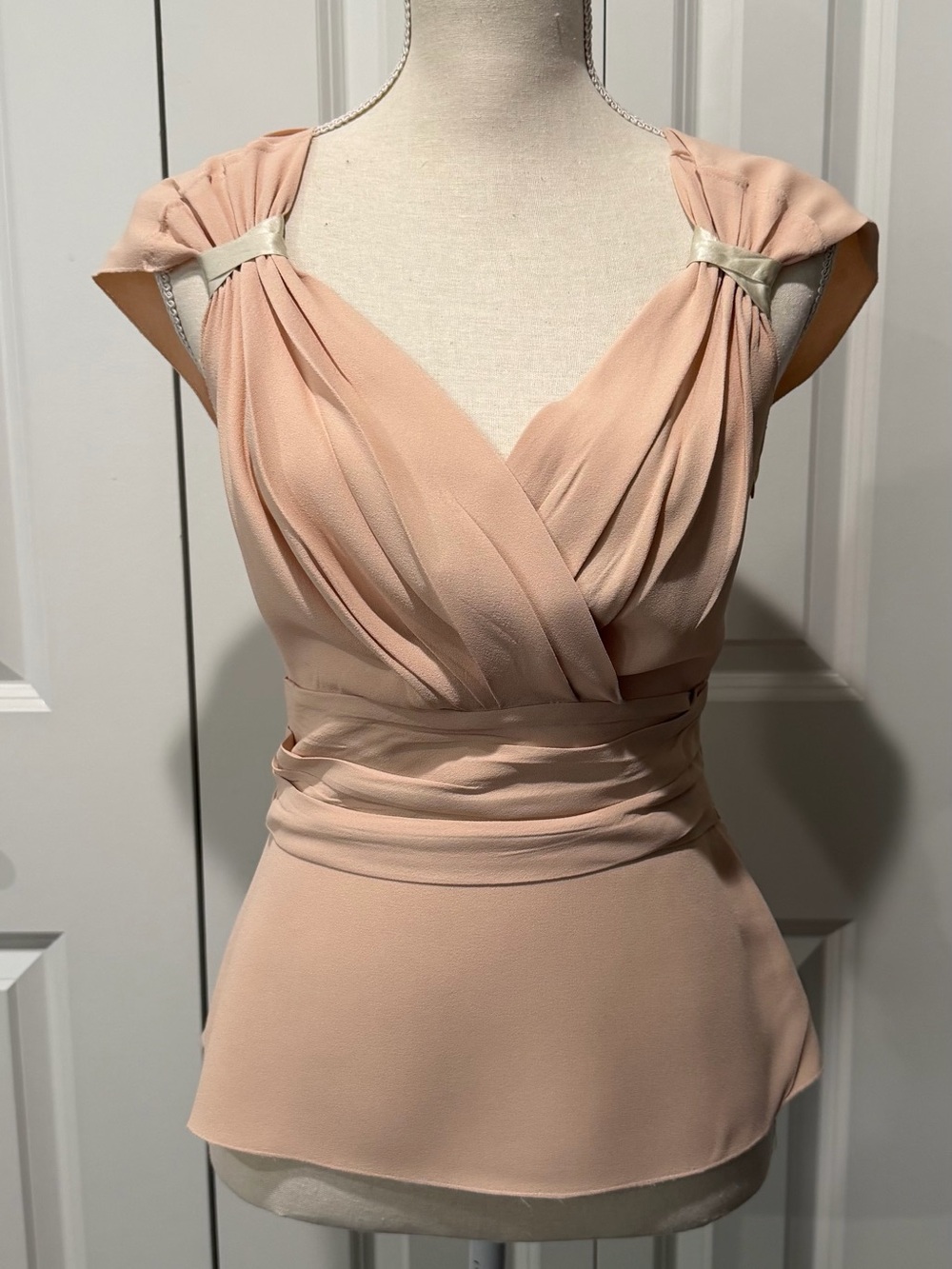 PRADA BLUSH PINK FRONT DRAPED and PLEATED TOP - SIZE IT 40